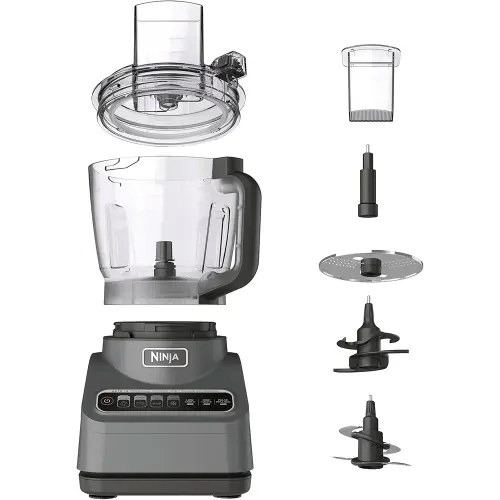 Ninja Food Processor, Professional Plus, 1000 Peak Watts, 4 Functions for Chopping, Slicing, Purees & Dough with 9-Cup Processor Bowl, 3 Blades, Food Chute & Pusher, Silver, BN601