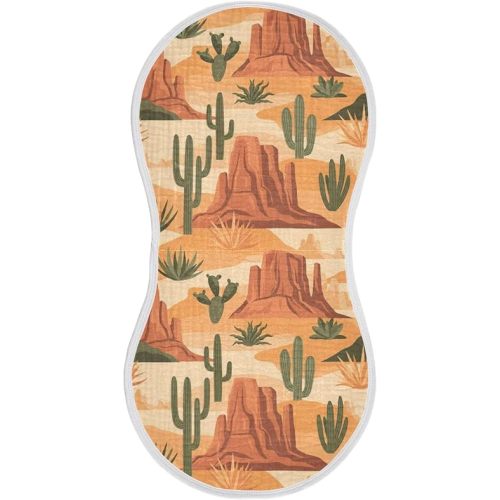 Desert Landscape Cacti Rocks Baby Muslin Burp Cloths for Newborn Boys Girls, 4 Layer Cotton Soft Absorbent Baby Burping Washcloths 1 Pack
