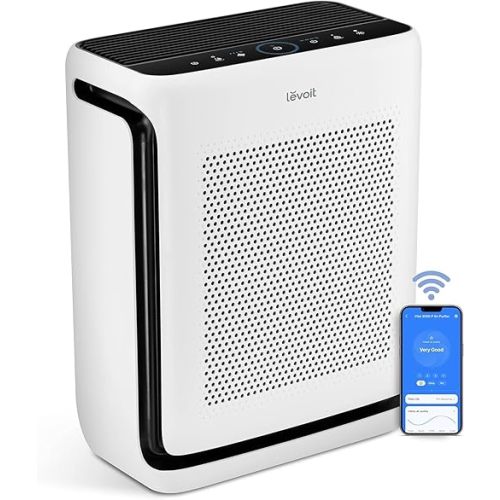 LEVOIT Air Purifiers for Home Large Room Up to 1875 Ft² with Washable Pre-Filter, AHAM VERIFIDE, Air Quality Monitor, HEPA Sleep Mode for Allergies, Pet Hair in Bedroom, Vital 200S-P, White