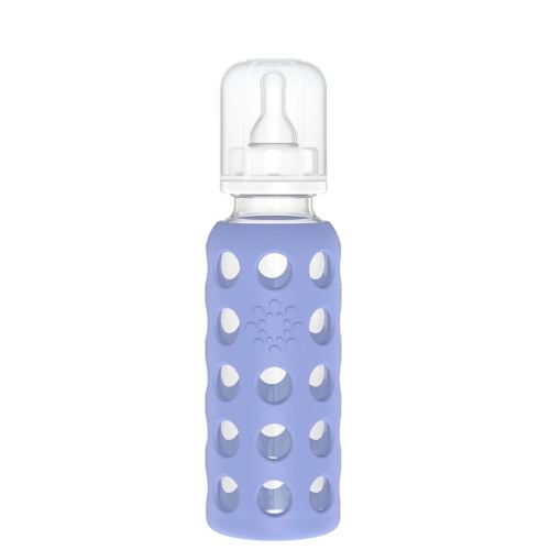 Lifefactory Glass Baby Bottle with Protective Silicone Sleeve and Stage 2 Nipple Blueberry 9 Oz (LF110020C4)