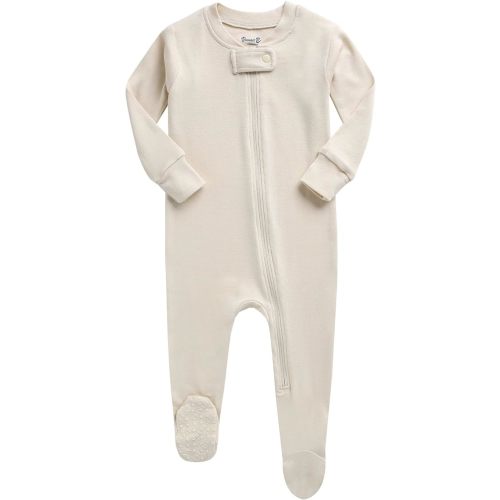 VAENAIT BABY Toddler Boys Girls Solid Footie Pajama Cozy Modal Ivory 0-3M