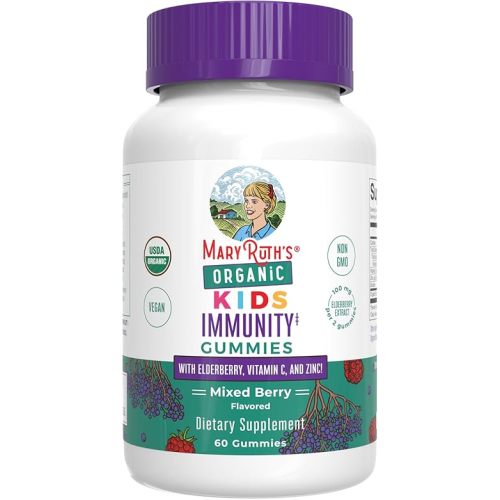 MARYRUTH'S Organic Kids Immune Support Gummies with Elderberry, 60 Count