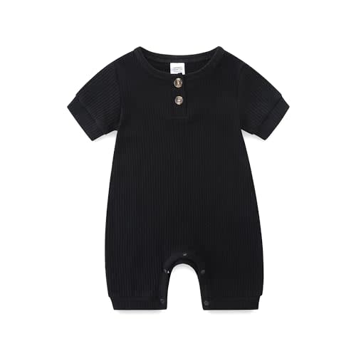 Unisex Newborn Baby Romper Ribbed Onesie Infant Long/Short Sleeve Jumpsuit