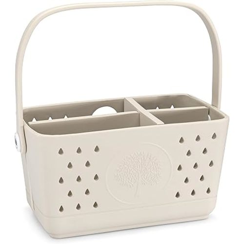 Parker Baby 3 Piece Bath Caddy & Insert | BPA Free & Food Grade Shower Caddy Organizer for Toys & Supplies | Quick-Dry, Sturdy & Perfect Size Shower Basket w/Handle in Neutral Colors