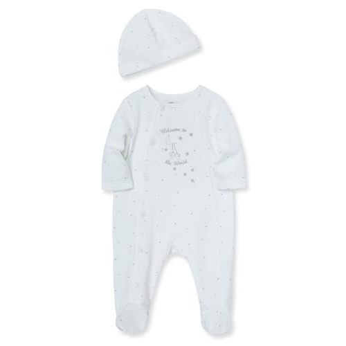 Little Me Baby 2-Piece Welcome to the World Footie and Cap Set, Newborn