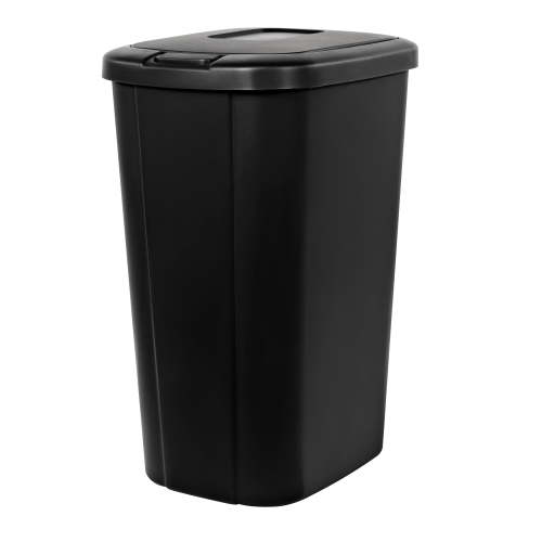 Hefty Kitchen Trash Can, 13.3-Gallon, Touch Lid Garbage Bin, Black, Decorative Texture