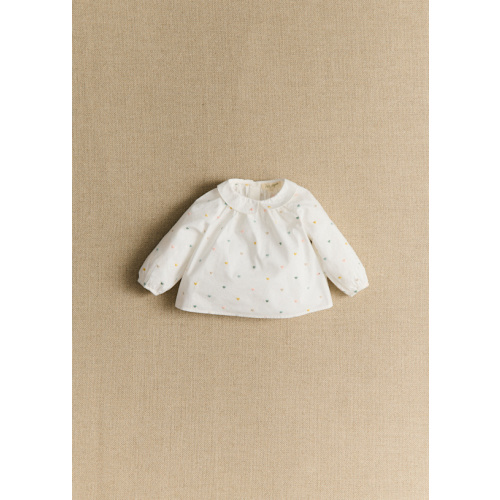 Lilou Bébé Blouse - White / Multicoloured Embroidery