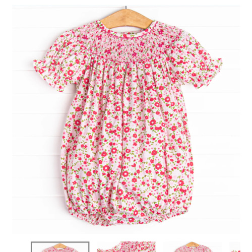 Pink-ing of You Smocked Bubble, Pink – Stitchy Fish