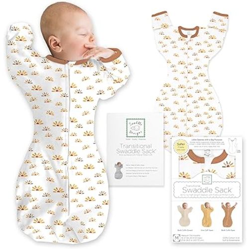 SwaddleDesigns Transitional Swaddle Sack, Watercolor Sunny Days, 0-3mo