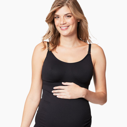 Cake Maternity Toffee Shaping Pregnancy & Nursing Tank Top for Breastfeeding with Built in Bra (for B-G Cups) - Black, Large