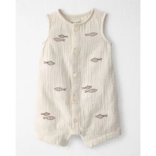 Baby Organic Cotton Gauze Embroidered Romper - Little Planet | Carter's