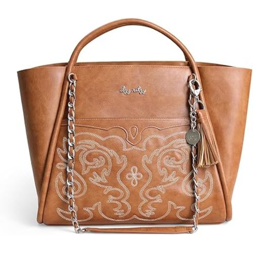 Itzy Ritzy Boss Tote Diaper Bag, Vegan Leather with Changing Pad