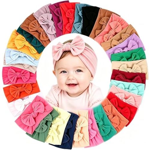 31 PCS Baby Headbands Baby Girls Bows Stretchy Soft Nylon Headbands Set