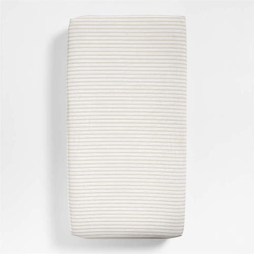 Frenchie Natural Taupe 100% Organic Cotton Baby Crib Fitted Sheet by Leanne Ford