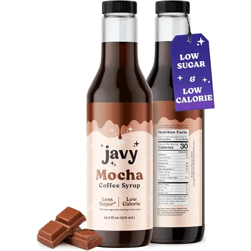 Javy Premium Coffee Syrup, Low Sugar - Low Calorie, Coffee Flavoring Syrup, Coffee Bar Accessories. Great for Flavoring All Types of Drinks