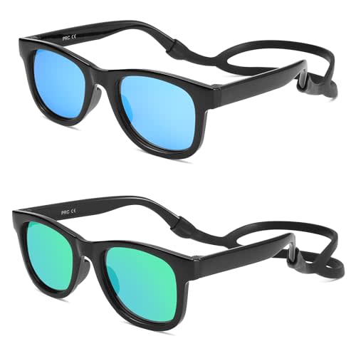 LIU·WEN Polarized Baby Sunglasses with Silicon Strap - Bendable Flexible for Infant Newborn Age 0-18 Months