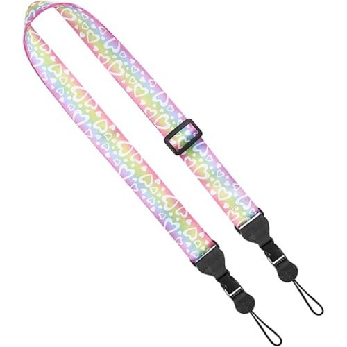 Adjustable Shoulder Strap, Nylon Camera Strap, Comfortable Neck Strap for iPad, Cellphone Tablet, Camera, Laptop, Binocular, Luggage Bag (Rainbow Heart Universal Lanyard)