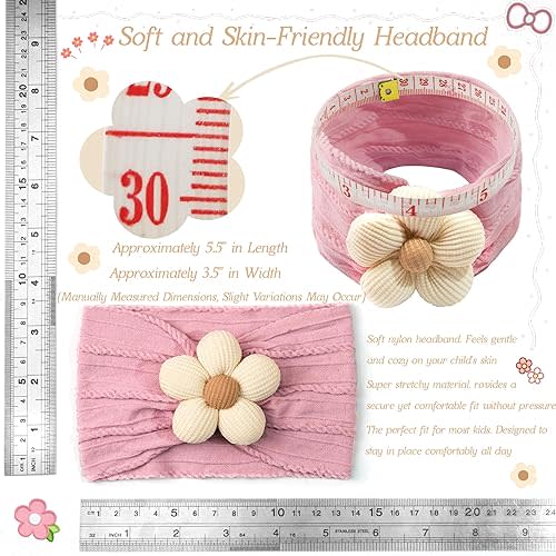 5 Pcs Baby Flower Headbands Baby Girls Nylon Headbands Soft Hairbands Hair Accessories for Newborn Infant Toddler Kids