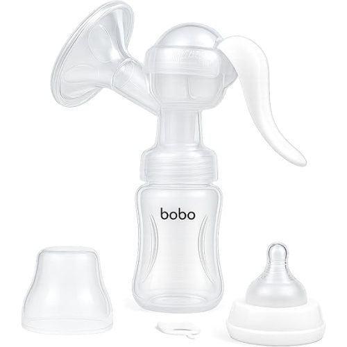 YOHKOH Manual Breast Pump with Silicone Cushion - Ultra Comfort & Quiet, BPA Free, 180ml (6oz) Milk Collector, Portable Breast Milk Catcher Baby Feeding Pumps