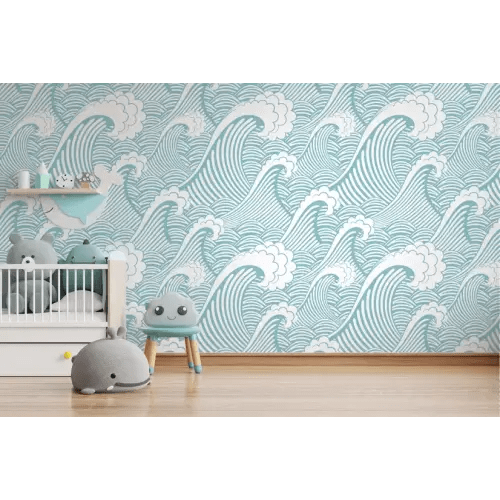 Kids Ocean Wave Pattern Wallpaper Mural • Wallmur®