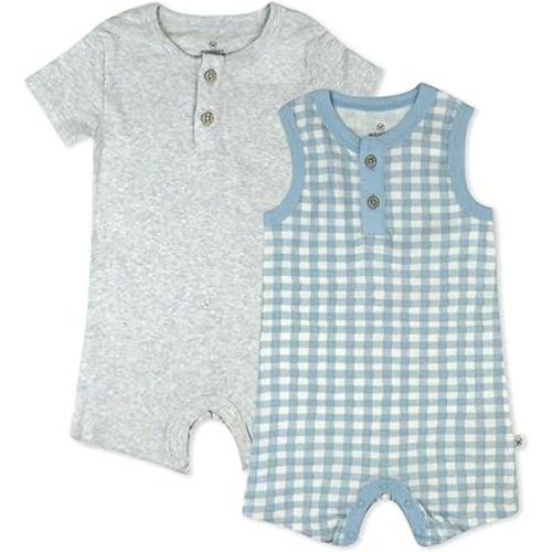 HonestBaby Short Sleeve and Tank Romper 100% Organic Cotton for Infant Baby and Toddler Boys