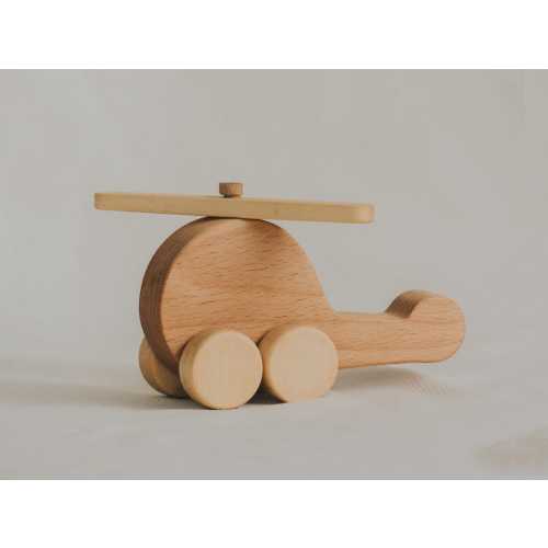 Handmade Wooden Helicopter Toy, Montessori Learning Toy, Push & Pull Toy for Kids, Eco-Friendly Birthday Gift, Nursery Decor