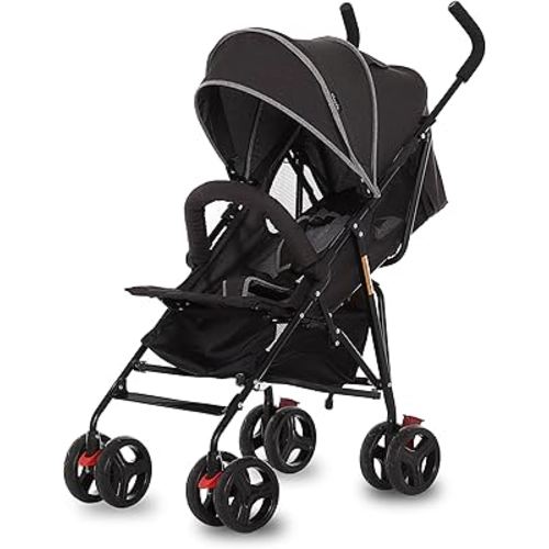 Dream On Me Vista Moonwalk Baby Stroller in Black, Lightweight Infant Stroller with Compact Fold, Multi-Position Recline Umbrella Stroller with Canopy, Extra Large Storage and Cup Holder