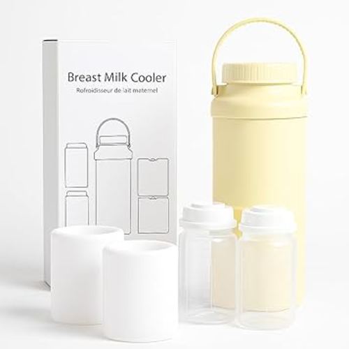 Portable Breast Milk Cooler Bottle – 22oz Large Capacity, 360° Cooling Keeps Milk Fresh for 24+ Hours, Travel Breastmilk Chiller with 2 Baby Bottles, Essential for Outdoor Breastfeeding Moms