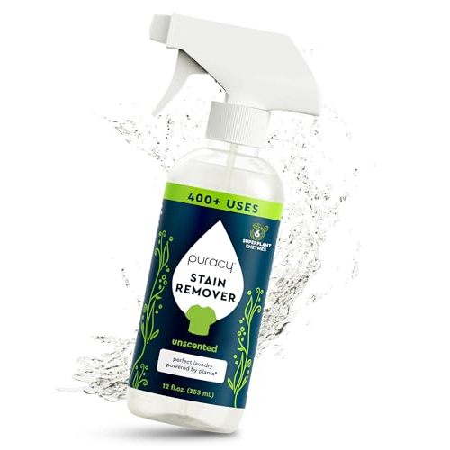 Puracy Stain Remover, Travel and Laundry Stain Cleaner for Clothes, Baby Essentials, Kids Stains, Oil and Fabric Spot Cleaner, Unscented (Stain Remover Spray, 12 fl oz)