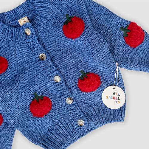 Tomato Cardigan - Cozy Kids Sweater with 3D Appliqués | All Small Co. – All Small Co.
