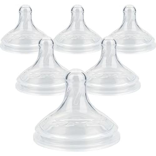 Silicone Nipple for Dr.Brown's Wide-Nick Baby Bottle Bottles,Level 3 Bottle Nipples, Fast Flow, 6m+, 6 Count