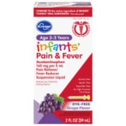 Kroger® Infants' Pain and Fever Relief Dye Free Grape, 2 fl oz