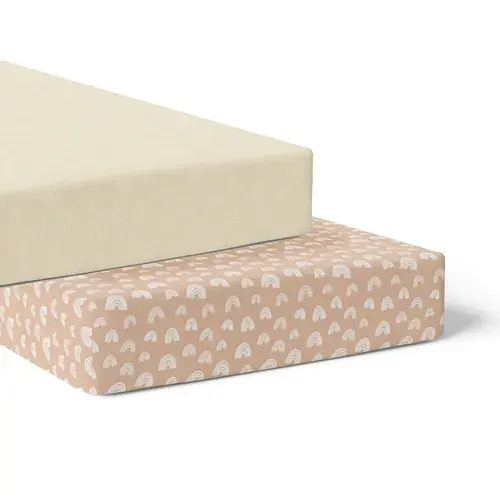 Bubba Blue 2 Pack Fitted Sheet Cot Nordic Vanilla/Latte | Baby Bunting AU