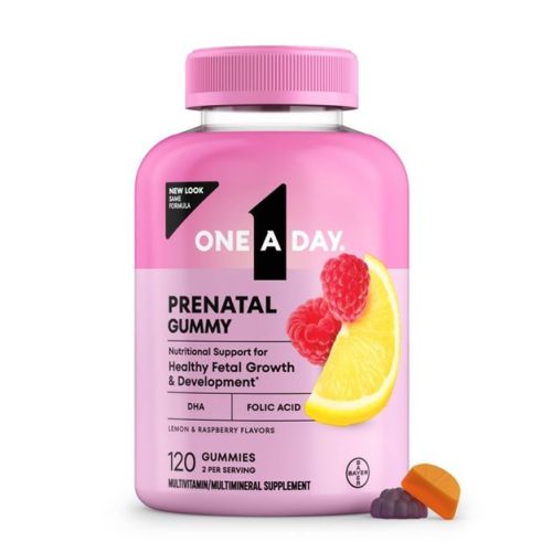 One A Day Prenatal Vitamins for Women Gummies with Folic Acid - Raspberry, Orange & Cherry - 120ct