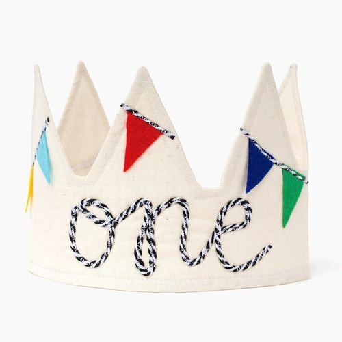 1st Birthday Crown for Kids - Premium Handmade One Crown with Adjustable Closure - Made with 100% Cotton - Suitable as First Birthday Hat for Girls, Boys Gift
