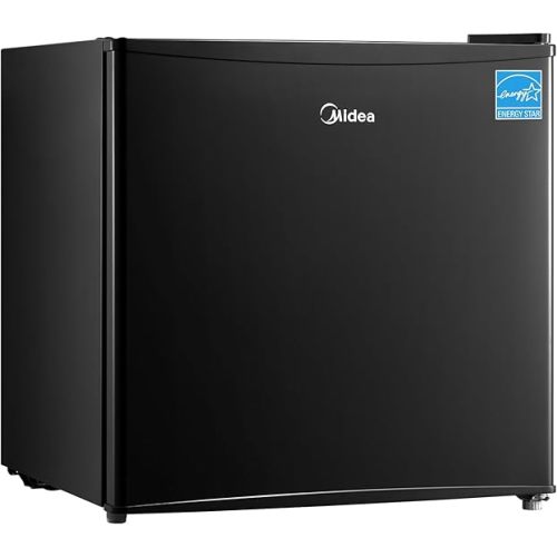 Midea WHS-65LB1 Compact Single Reversible Door Refrigerator, 1.6 Cubic Feet(0.045 Cubic Meter), Black
