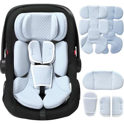 Infant Car Seat Insert with Adjustable Head Support, Light Blue