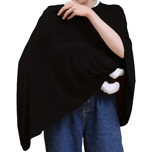 Nursing Cover for Breastfeeding, 360°Full Coverage Nursing Poncho, Rayon Soft & Breathable Breastfeeding Cover up (Smooth Rayon, Black)