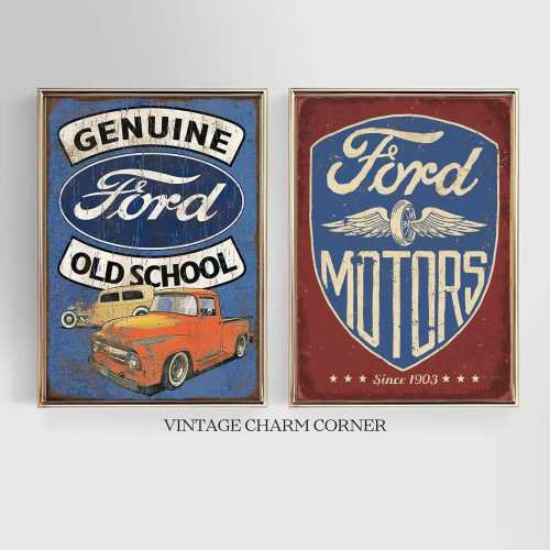 Ford Motor Sign Vintage Truck Wall Art Download Retro Car Poster Rustic Auto Garage Decor Man Cave Printable Ford Digital Download