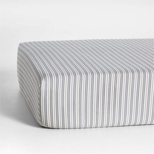 Frenchie Cloudy Blue 100% Organic Cotton Baby Crib Fitted Sheet by Leanne Ford
