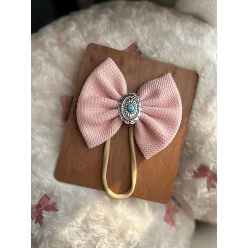 Bow on Nylon w Concho - Baby Pink