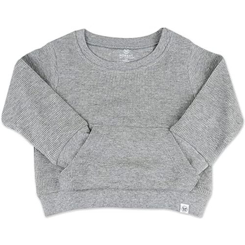 HonestBaby Baby Comfy Crew Sweatshirt With Pockets 100% Organic Cotton for Toddler, Baby Boys, Girls