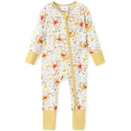 Disney Princess Stitch Marvel Baby Viscose Made from Bamboo Long Sleeve Footie Romper Zipper Sleep Outfit Newborn to Infant