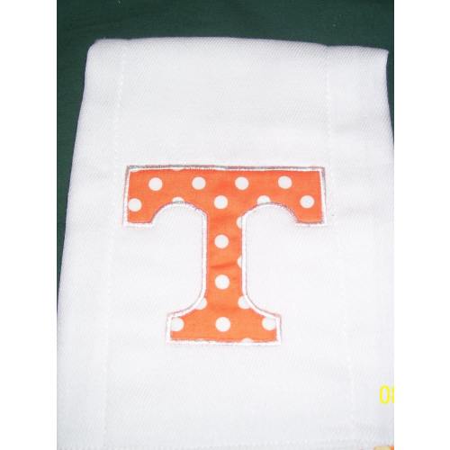 Tennessee Volunteers Burp Cloth: Orange & White Appliqued Power T
