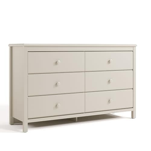 Storkcraft Alpine 6-Drawer Double Dresser – GREENGUARD Gold Certified Nursery Essential, Kids Storage Chest, Bedroom Organizer, Modern Dresser, Easy to Match (Frosted Oat)