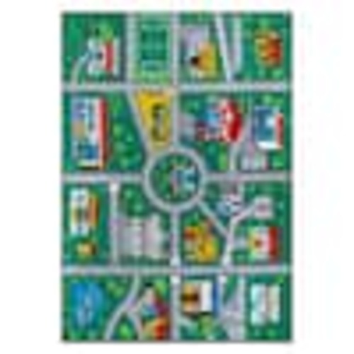 World Rug Gallery Kids Playmat Green 5 ft. x 7 ft. Road Traffic Educational Non Slip Area Rug WR27GREEN5X7