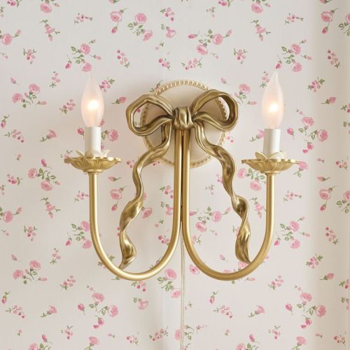 LoveShackFancy Bow Candelabra Plug-In Sconce (13"x12")