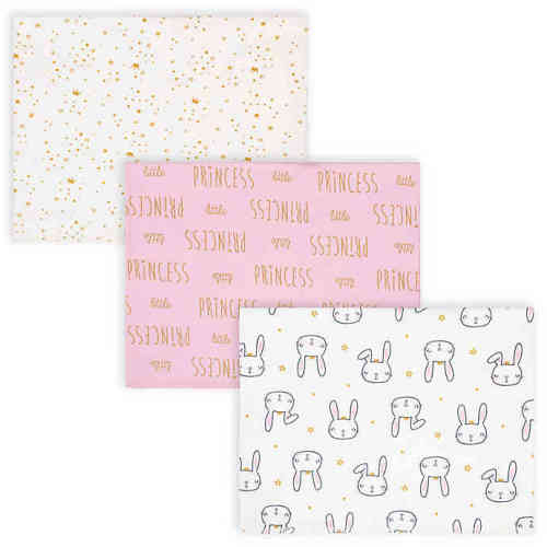 Gerber® 3-Pack Princess Bunny Burp Cloths in Pink/Ivory