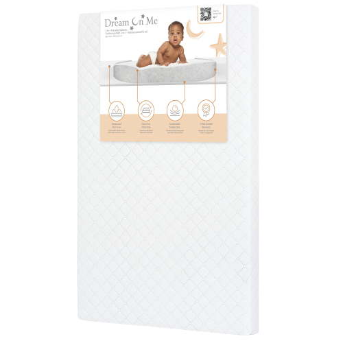 Dream On Me Sunset 3” Extra Firm Mini Crib Mattress | Greenguard Gold Certified | Waterproof Vinyl Cover | Fits Mini and Portable Cribs