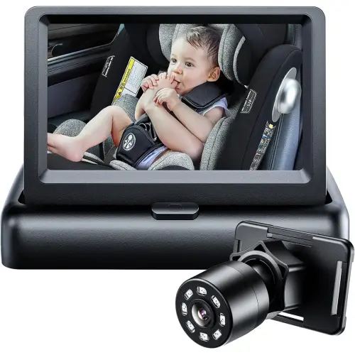 Car Mirror, Baby Car Camera for Moms, Upgrade 4.3'' HD 1080P Monitor, Night Vision, Safety Car Seat Camera with Wide Crystal Clear View, 360° Rotation Plug and Play Easy Install Portable Baby Monitor for Car, New Moms Gift - TikTok Shop